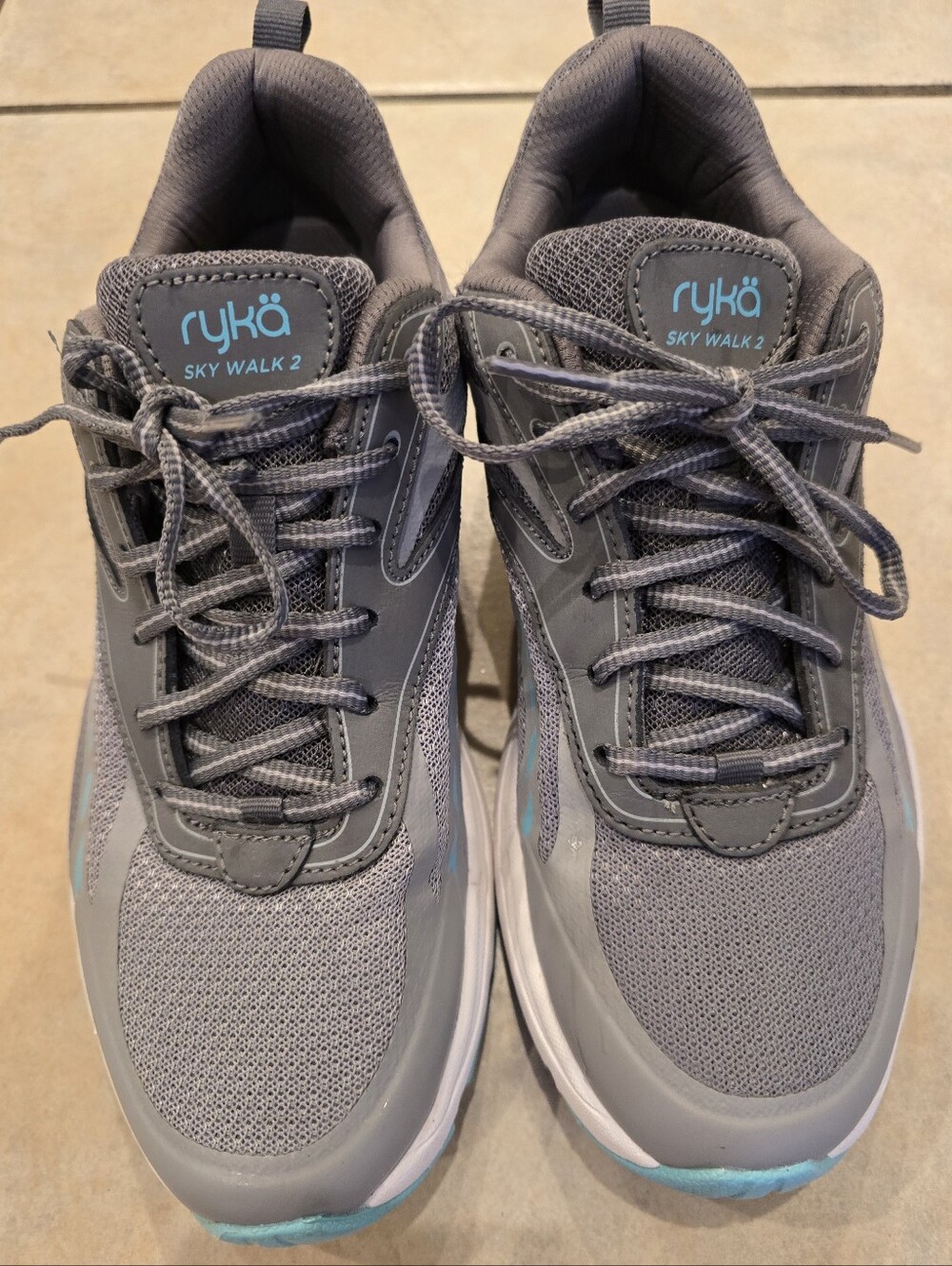 Ryka Women's Sky Walk 2 Sneakers in Gray and Teal - Picture 2 of 6
